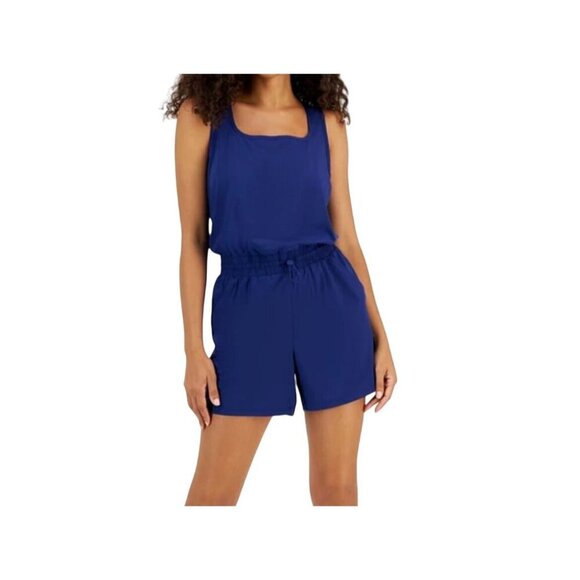 ID Ideology Romper Women 2X Blue Commuter Preppy Active Sporty Coastal Summer - Picture 1 of 14